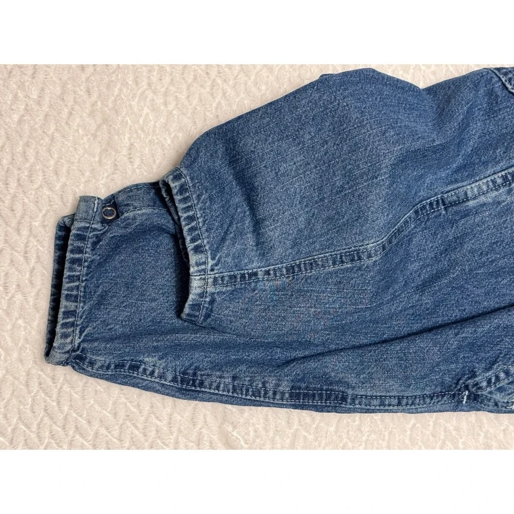 Vintage OshKosh B'gosh blue denim overalls  front pocket easy button up clasps